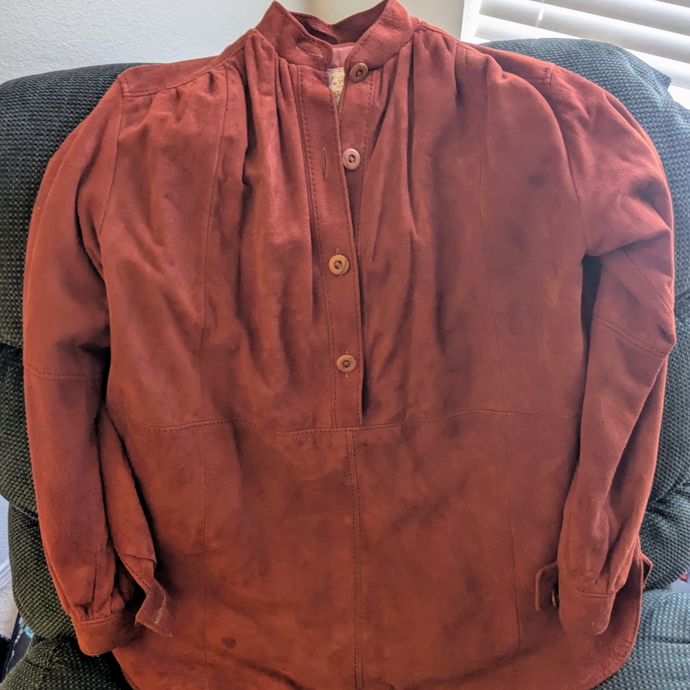 Rust Suede Button-Up Shirt